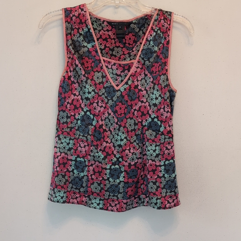 Marc Jacobs Silk Floral Print Sleeveless Top